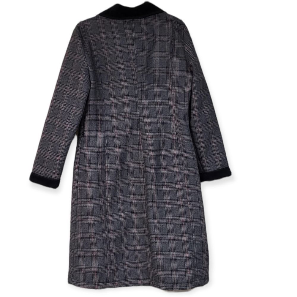 ZARA Plaid Grey/Black/Red Trench Coat‎ w Velvet Lining XXL (45/46) - Picture 6 of 10